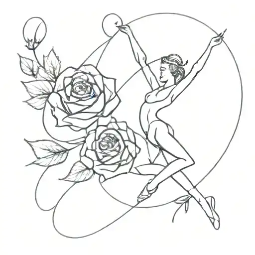 rhythmic gymnastic with roses tattoo design idea