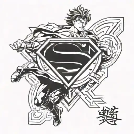 logo de Superman and mixed ultra instinct goku reference  tattoo design idea
