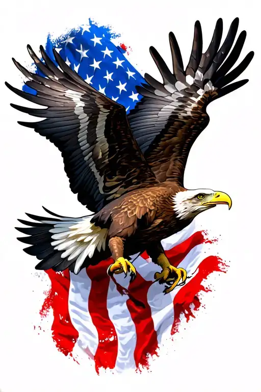 american flag with an eagle flying tattoo design idea