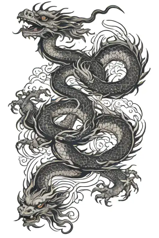 Dragons and demons tattoo design idea