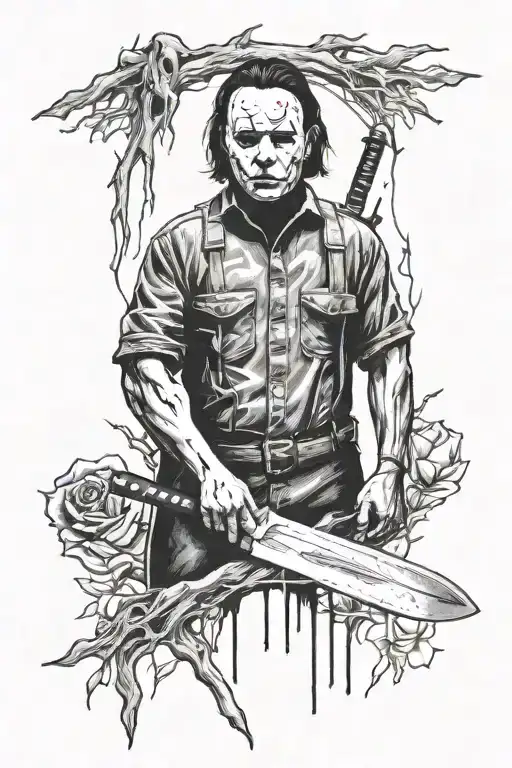 Michael Myers with knife calf tattoo design inspired tattoo design idea
