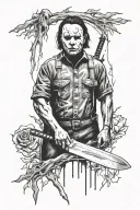 Michael Myers with knife calf tattoo design inspired tattoo design idea