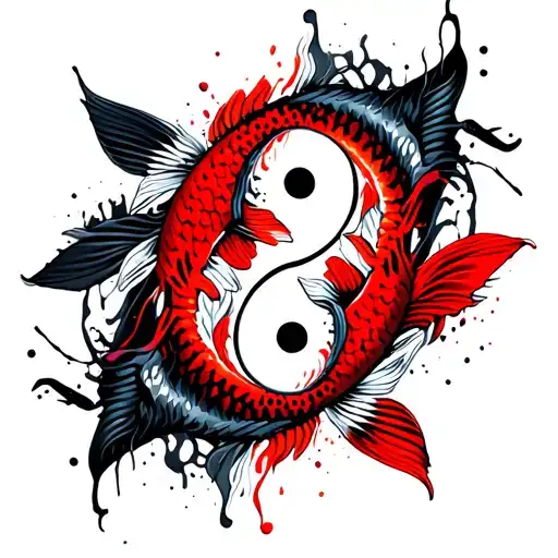 gemini koi fish yin yang symbol with xavier in the middle tattoo design idea