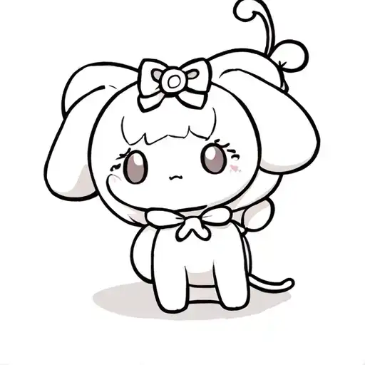 Cute, Sanrio Cinnamoroll, black outline, small tattoo tattoo design idea