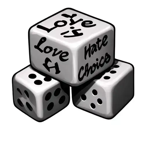 love hate dice life choices struggle tattoo design idea