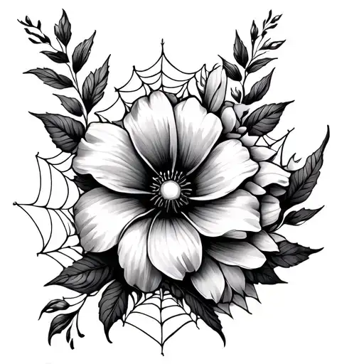 cross waves spider web flower sleeve tattoo for women  tattoo design idea