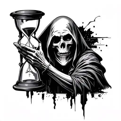 grim reaper holding an hourglass tattoo design idea