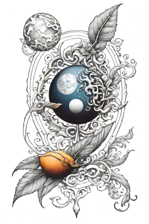 Ceres and jupiter glyph combined together tattoo design idea