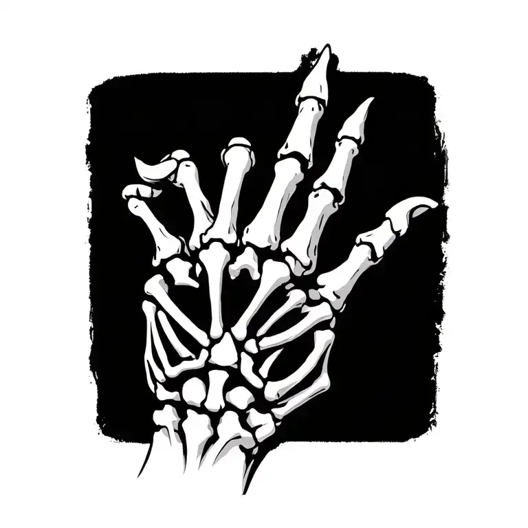 skeleton hand rock on hand sign spooky tattoo design idea