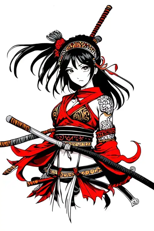 manga samurai girl tattoo design tattoo design idea