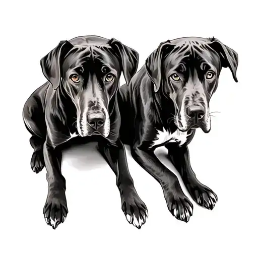 Rhodesian Ridgeback laying side by side tattoo design idea