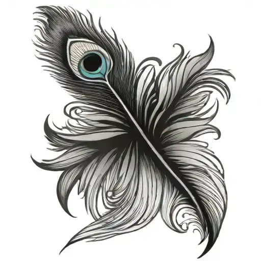 peacock feather transforming tattoo design idea