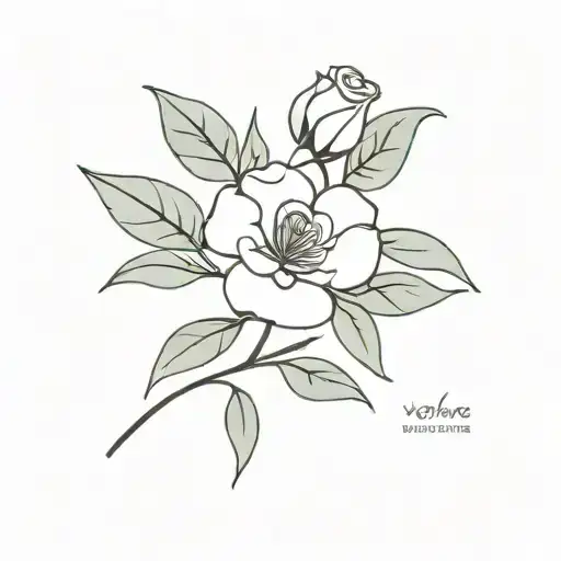 yokshire rose logo and australian eucalyptus gum leaves tattoo design idea