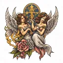 angels guiding souls tattoo design idea