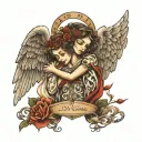 angels guiding souls tattoo design idea