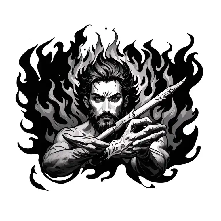 fravahar with fire rising tattoo design idea