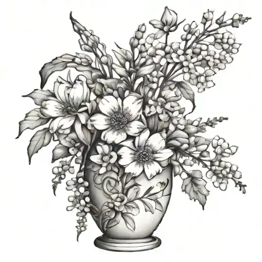 beauty from brokenness, broken vase with wildflowers tattoo design idea