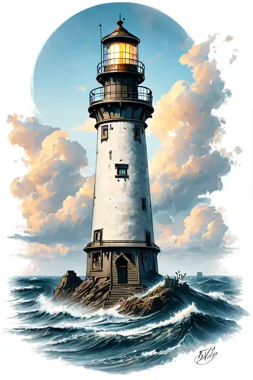 lighthouse tattoo design idea