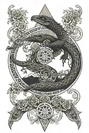 tree snake one pyramid black eagle waterfalls eyeball wheelchair sun, moon ,whale, dragon emersing, yinyang skull roses tattoo design idea