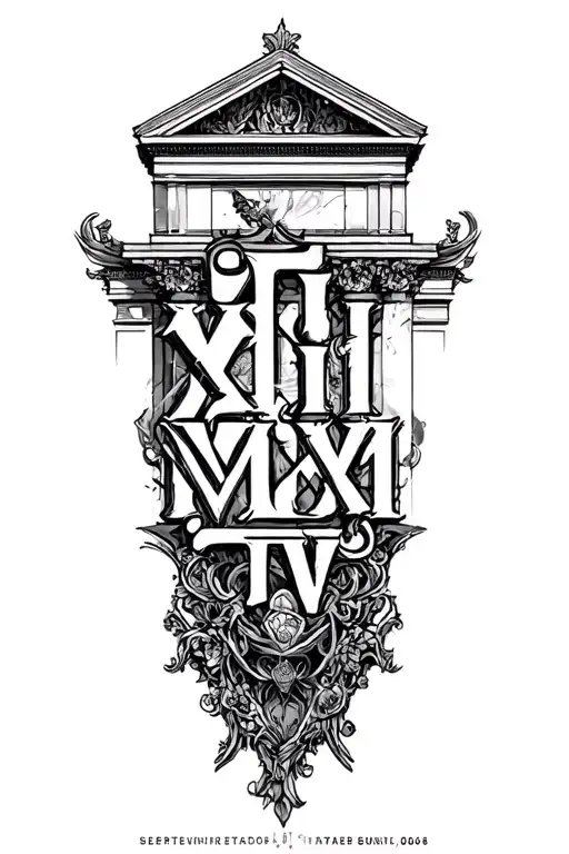 "X·I·MMXXV" Roman Building tattoo design idea