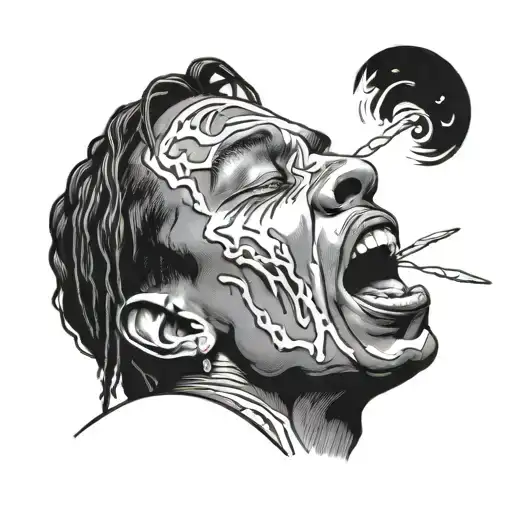Astroworld rollercoaster travis scott face, mouth open tattoo design idea