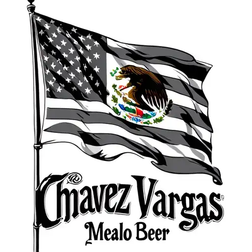 Mexican American flag intertwined Chavez Vargas name modelo beer tattoo design idea