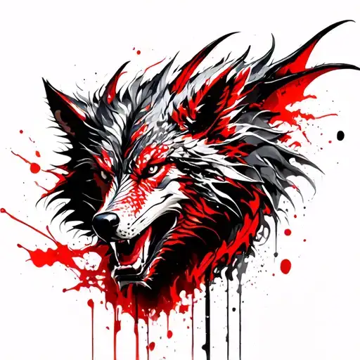 dragon, wolf, knight  tattoo design idea
