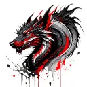 dragon, wolf, knight  tattoo design idea