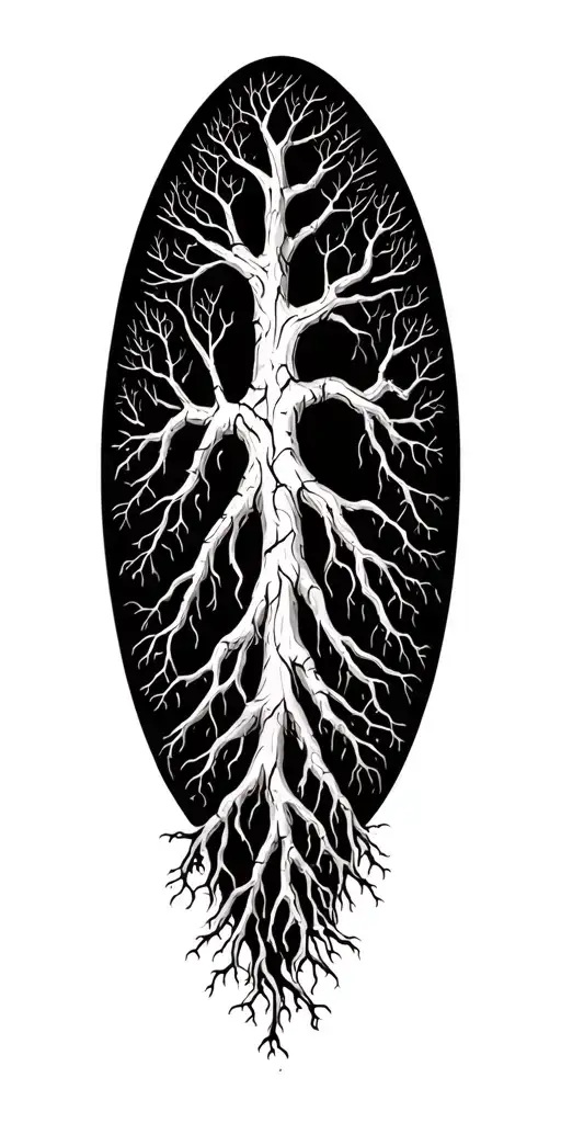 nordic tree roots spreading tattoo design idea