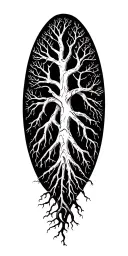 nordic tree roots spreading tattoo design idea