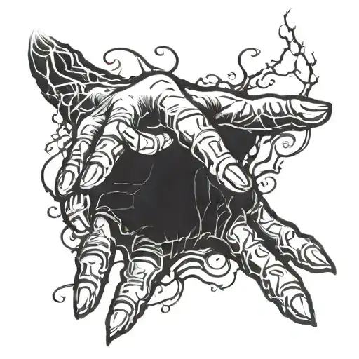A demonic hand reaching out from the shadows tattoo design idea