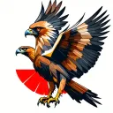 flying red tailed hawk geometric tattoo design idea