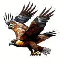 flying red tailed hawk geometric tattoo design idea