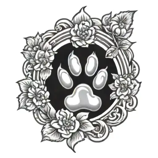 paw print with halo tattoo design idea