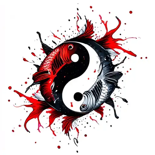 pisces fishes yin yang symbol formed tattoo design idea