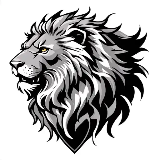 shield with a detailed lions head on it tattoo design idea