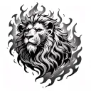 Prometheus lion fire surrounded tattoo design idea