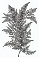 ferns and lavender flowers tattoo design idea