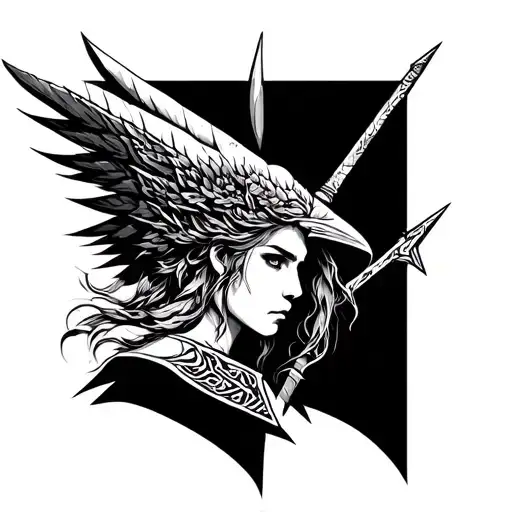 Nordic Valkyrie template tattoo design idea