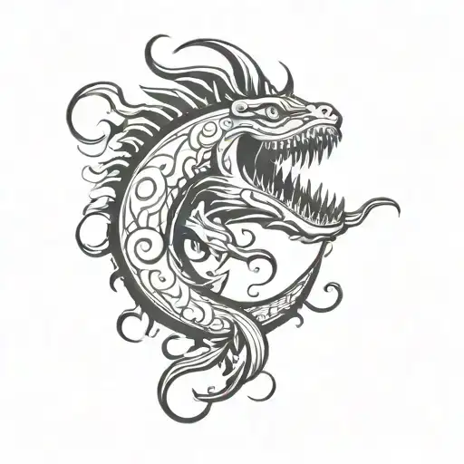 Leviathan with Poseidon tattoo design idea