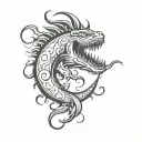 Leviathan with Poseidon tattoo design idea