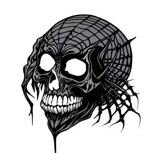 Dead head, spider web, tattoo design idea