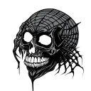 Dead head, spider web, tattoo design idea