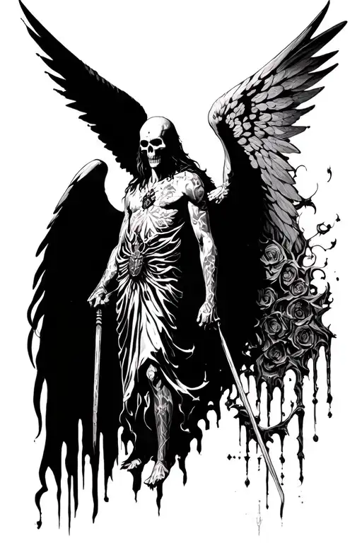 archangel of death azrael male angel tattoo design idea