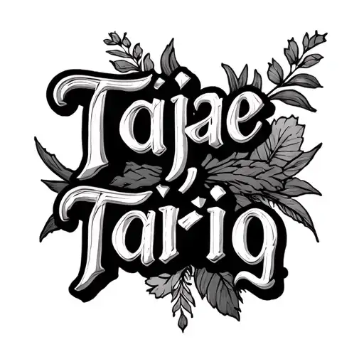 "Tajae • Tariq" Roman numeral birth date with names incorporated tattoo design idea