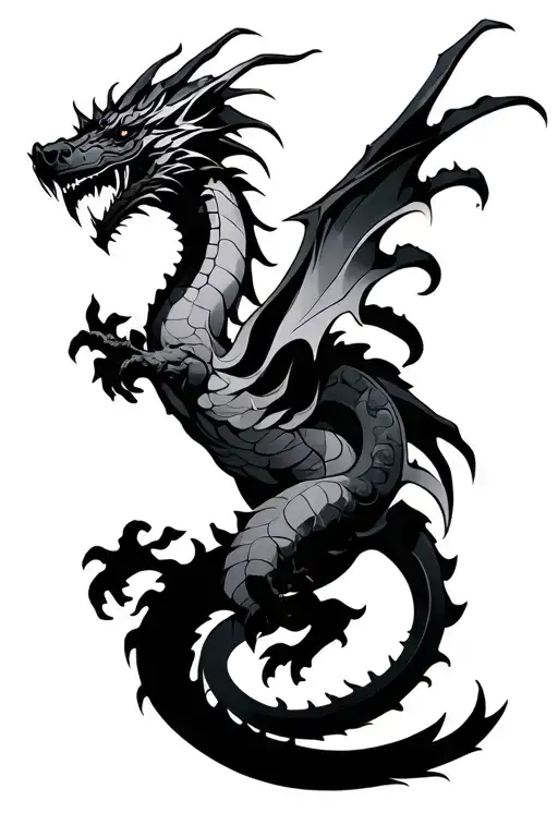 Cyberpunk 2077 dragon back tattoo tattoo design idea