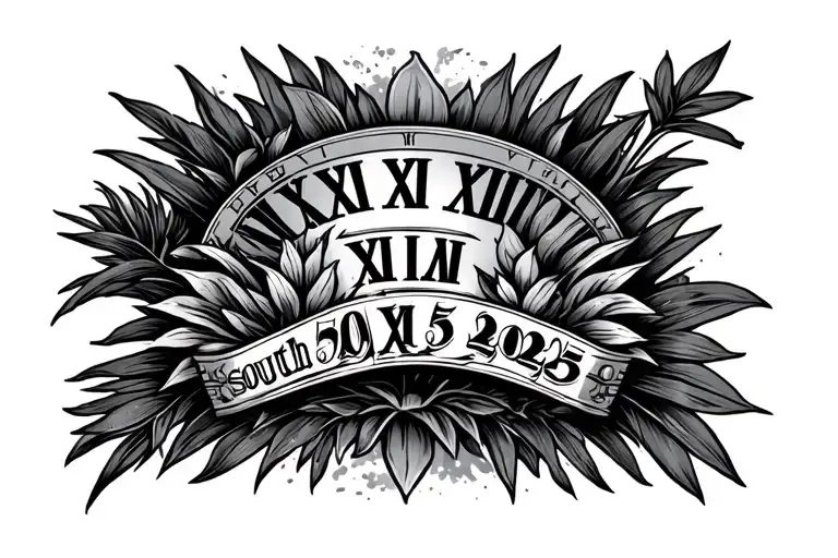 August 5, 2025 as Roman numerals with everything representing south central Los Angeles  tattoo design idea