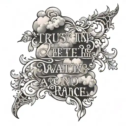 wolken met tekst " trust in gods timing its better to wait a while and have thing fall into place than to rush and have tattoo design idea