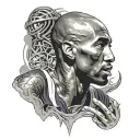  Kobe Bryant with black mamba wrapped around him   tattoo design idea