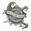 NEVER SURRENDER MINIMALISTIC STYLE MEN'S ARM tattoo design idea